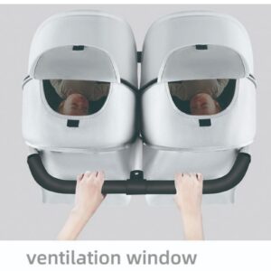 Twin Baby Stroller High Landscape Multi-Child Stroller Light Folding – BUR798/Grey/White