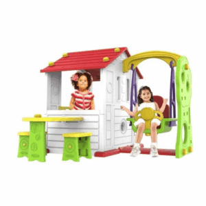 Sun N Shine Playhouse W/ Swing, Picnic Table & Chairs