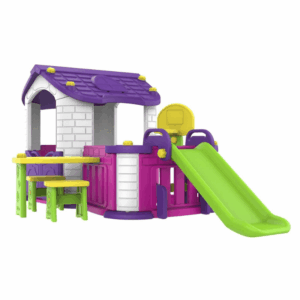 Kids Playhouse W/ Playpen + Slide + Table & Chair Purple