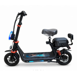 Alternative view of Electric Scooter with Seat – Foldable Adult E-Scooter with LED Lights and Suspension