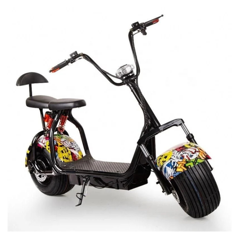 60V Electric Chopper Scooter for Adults – Graffiti Design Electric Ride-On Motorcycle - Image 3