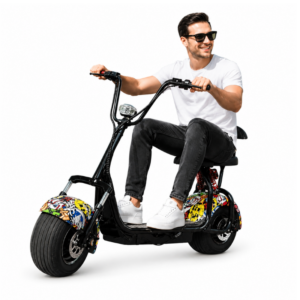 60V Electric Chopper Scooter for Adults – Graffiti Design Electric Ride-On Motorcycle