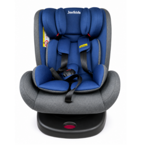 Jovikids 360° Rotating Baby Car Seat with 5-Point Safety Harness – Blue & Grey
