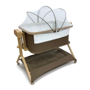 Alternative view of Premium 2-in-1 Baby Bedside Sleeper Bassinet with Mosquito Net & Storage Basket – Khaki