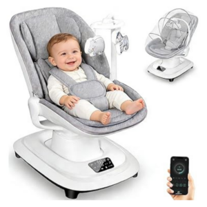 Mastela Smart Electric Baby Swing Chair with Bluetooth, Remote Control & Music – Grey
