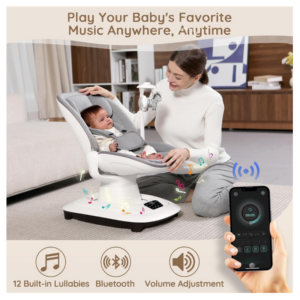Alternative view of Mastela Smart Electric Baby Swing Chair with Bluetooth, Remote Control & Music – Grey