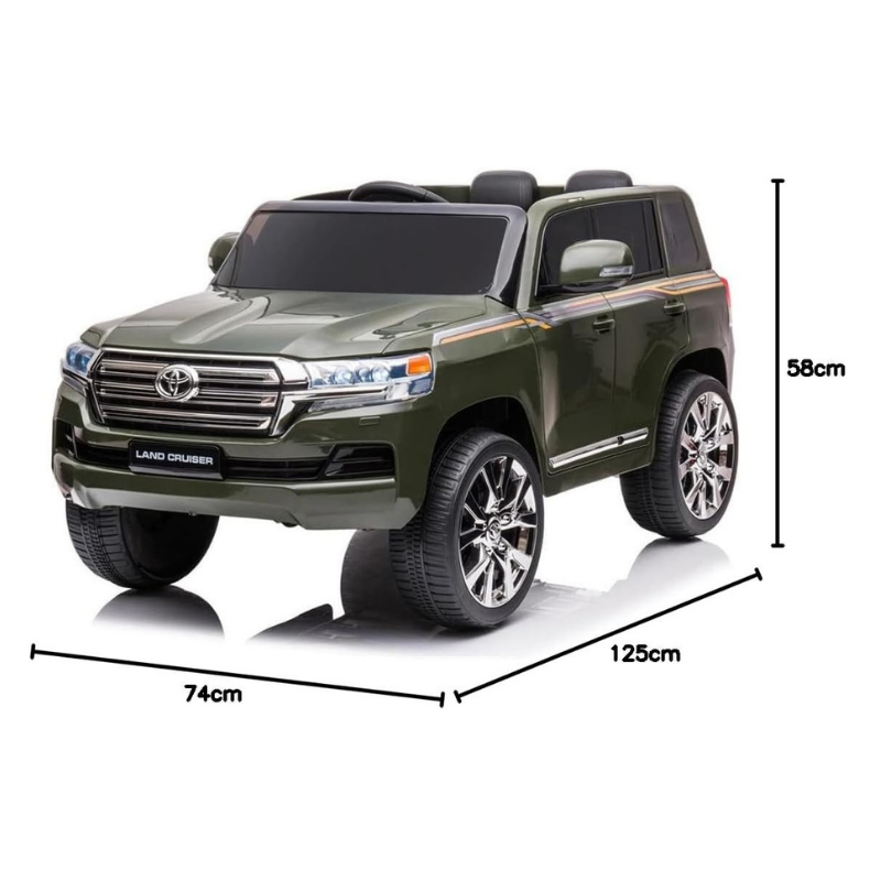 Licensed Toyota Land Cruiser 12V Kids Ride-On Electric Car with Remote Control – Army Green - Image 6