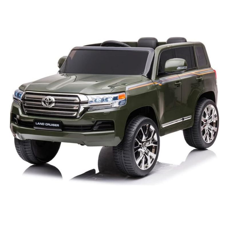 Licensed Toyota Land Cruiser 12V Kids Ride-On Electric Car with Remote Control – Army Green