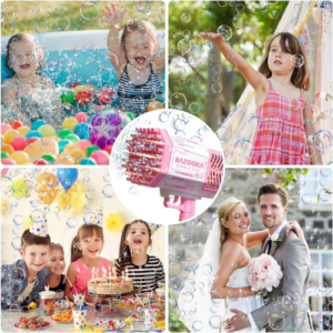 Alternative view of Bazooka Automatic Bubble Gun for Kids with Bubble Tray & Rechargeable Battery – Pink
