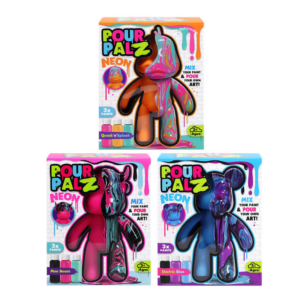 Pour Palz Neon DIY Paint Pour Art Kit – Creative Marble Painting Craft Toy for Kids (Assorted Designs)