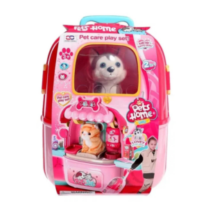 Kids Pet Home Pet Care Play Set Backpack with Plush Puppy & Accessories