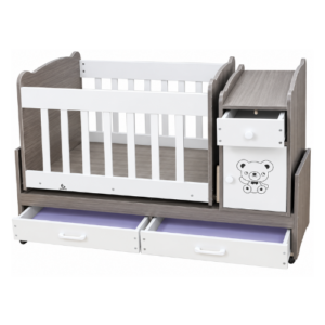 Alternative view of Baby Cot with Storage & Changing Unit – Grey & White