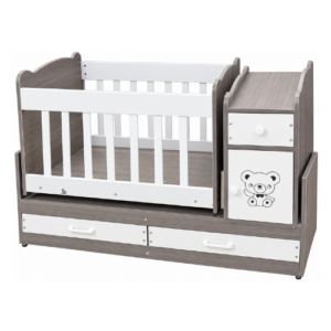 Baby Cot with Storage & Changing Unit – Grey & White