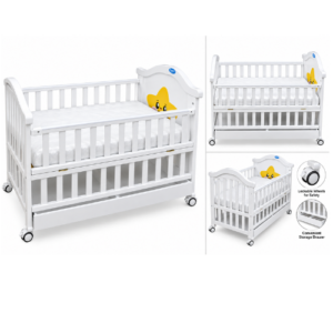 Alternative view of White Baby Cot with Storage Drawer & Mattress