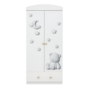 Alternative view of Kids White Wardrobe with Teddy Bear & Moon Design